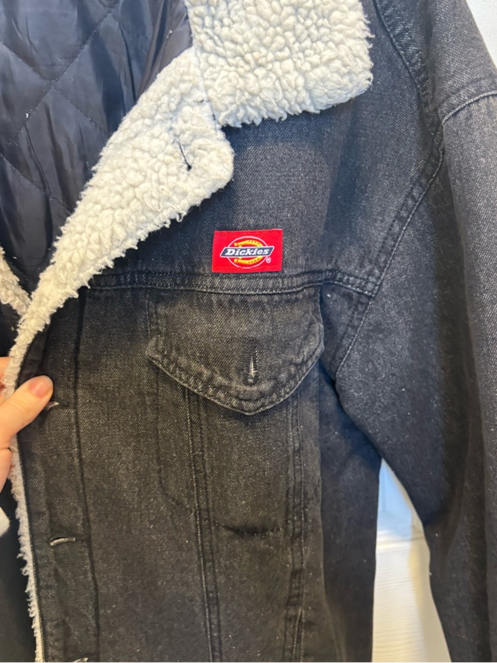 Dickey’s Black Denim Sherpa Jacket - Picture 3 of 4
